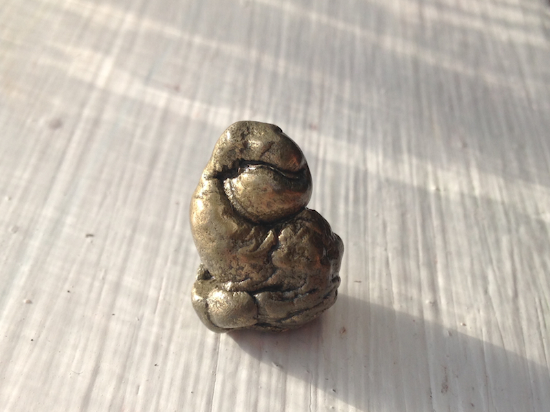 Small pyrite fossilized faeces (golden blob of poop)